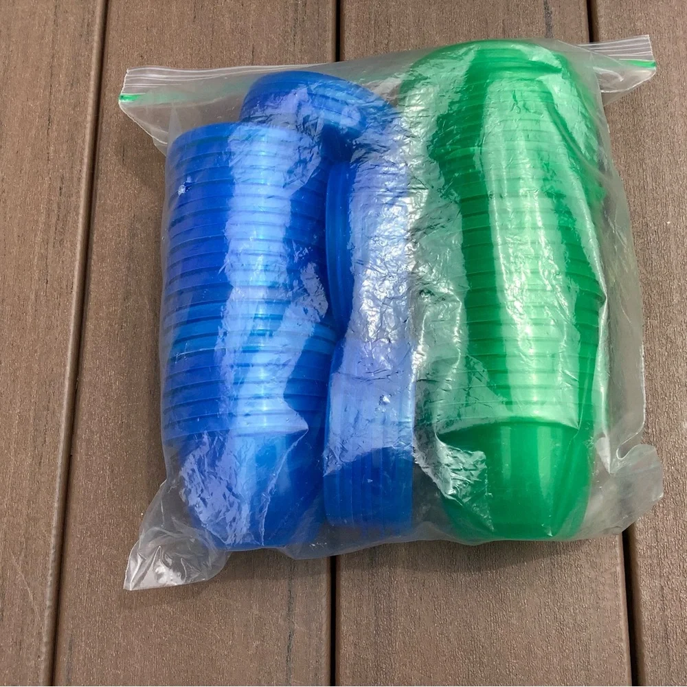 Set of Blue and Green Plastic Cups